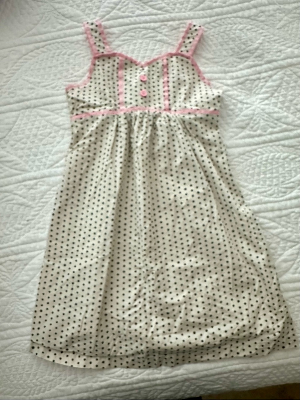 Hanna Andersson size 130 Girls' Cream Polka Dot Dress